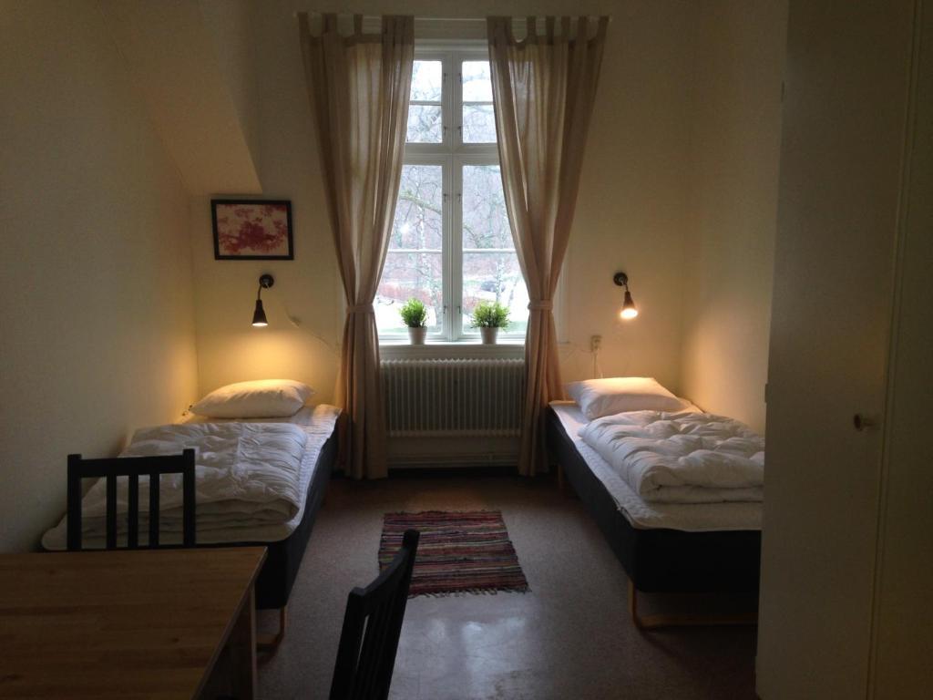 Tvåbäddsrum med delat badrum